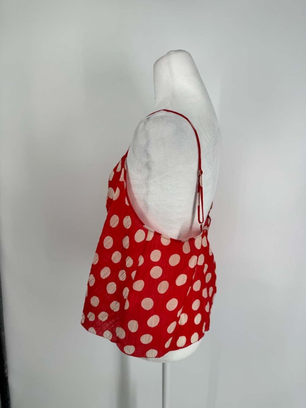 NWT J. Crew Red & White Polka Dot Cami Tank Cinched Swing Crop Womens Size XL - Picture 5 of 13